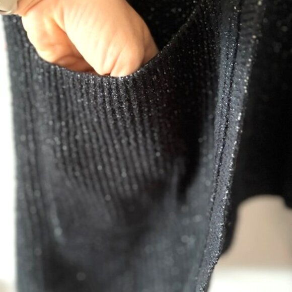 Cabi Black Rib Knit Sparkly Oversized poncho XS/S - Picture 6 of 9
